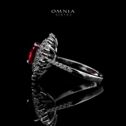 Omnia Lulwaan Silver Heart Ring In 925 Silver High Quality GRC Certifited Red Lab Grown Ruby Stones - Image 2