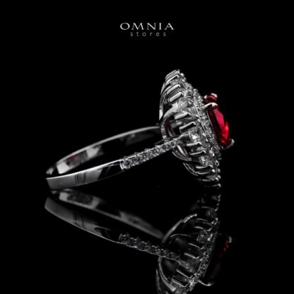 Omnia Lulwaan Silver Heart Ring In 925 Silver High Quality GRC Certifited Red Lab Grown Ruby Stones - Image 3