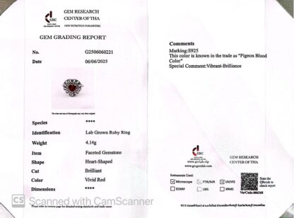 Omnia Lulwaan Silver Heart Ring In 925 Silver High Quality GRC Certifited Red Lab Grown Ruby Stones - Image 4