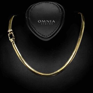 Omnia Karamah Gold Plated Necklace In 925 Silver High Quality Certifited White Lab Grown Stones