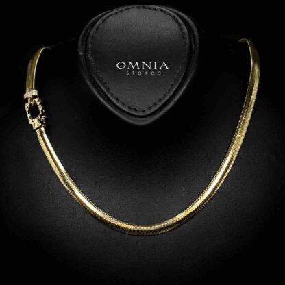 Omnia Karamah Gold Plated Necklace In 925 Silver High Quality Certifited White Lab Grown Stones