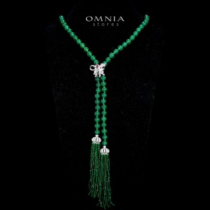 Omnia Lahitha Green Fresh Real Water Pearl Long Chain Necklace & Drop Pearl Earrings in 925 Silver with High-Quality Simulated Diamonds - Image 2