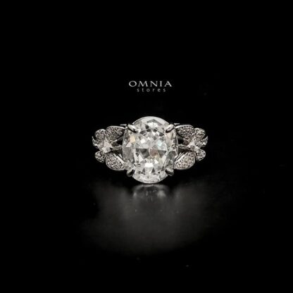 Omnia Maysun Pure White Ring in 925 Silver with High Quality Simulated Diamonds