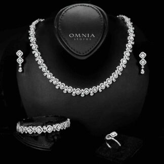 Omnia Miraal Bridal White Full Set in High Quality Zircon Stone Rhodium Plated