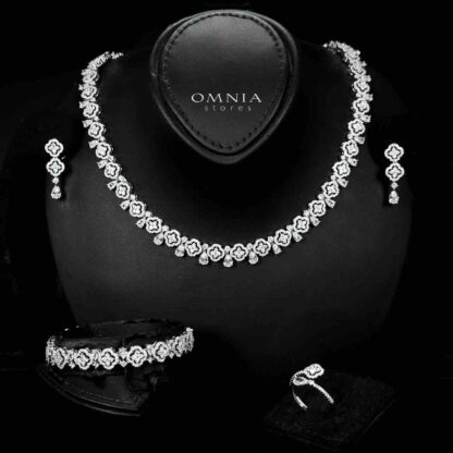 Omnia Miraal Bridal White Full Set in High Quality Zircon Stone Rhodium Plated