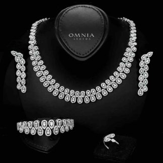 Omnia Kanzah Bridal White Full Set in High Quality Zircon Stone Rhodium Plated