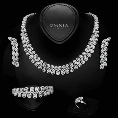 Omnia Kanzah Bridal White Full Set in High Quality Zircon Stone Rhodium Plated