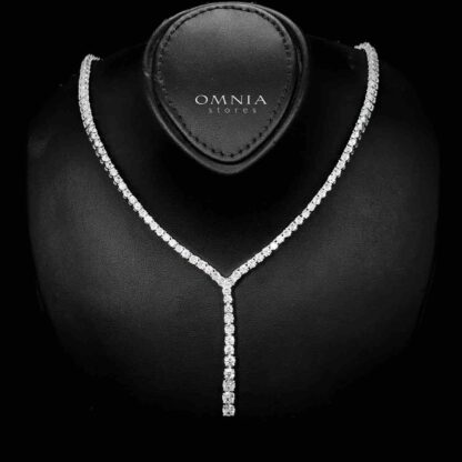 Omnia Huda White Bridal Full Set in High Quality Zircon Stone in Rhodium Plated - Image 2