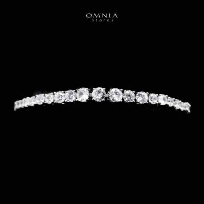 Omnia Huda White Bridal Full Set in High Quality Zircon Stone in Rhodium Plated - Image 4