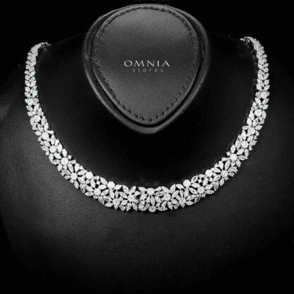 Omnia Lameea White Bridal Full Set in High Quality Zircon Stone in Rhodium Plated - Image 2