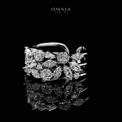 Omnia Lameea White Bridal Full Set in High Quality Zircon Stone in Rhodium Plated - Image 5
