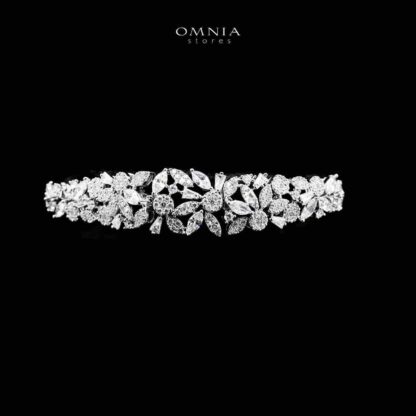 Omnia Lameea White Bridal Full Set in High Quality Zircon Stone in Rhodium Plated - Image 4