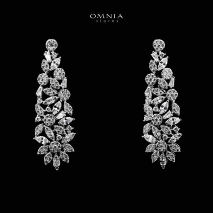 Omnia Lameea White Bridal Full Set in High Quality Zircon Stone in Rhodium Plated - Image 3