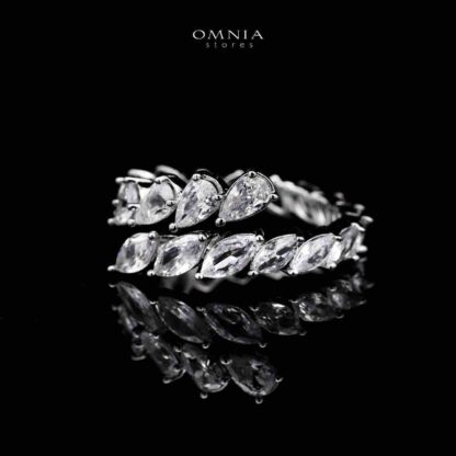 Omnia Nourhane White Double Layer Bridal Full Set in High Quality Zircon Stone in Rhodium Plated - Image 5