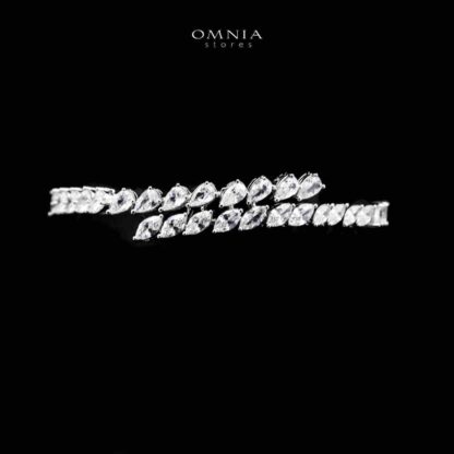 Omnia Nourhane White Double Layer Bridal Full Set in High Quality Zircon Stone in Rhodium Plated - Image 4