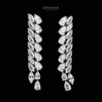 Omnia Nourhane White Double Layer Bridal Full Set in High Quality Zircon Stone in Rhodium Plated - Image 3