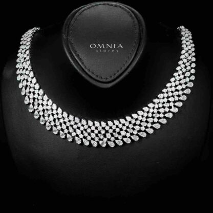 Omnia Amirat White Bridal Full Set in High Quality Zircon Stone in Rhodium Plated - Image 2