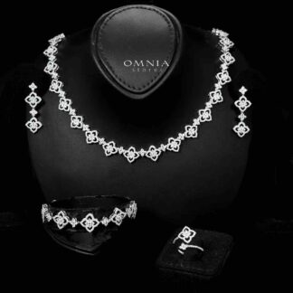 Omnia Daniah White Bridal Full Set in High Quality Zircon Stone in Rhodium Plated