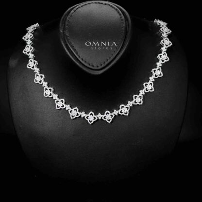 Omnia Daniah White Bridal Full Set in High Quality Zircon Stone in Rhodium Plated - Image 2
