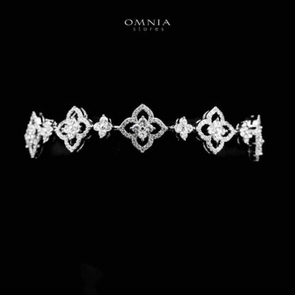Omnia Daniah White Bridal Full Set in High Quality Zircon Stone in Rhodium Plated - Image 4