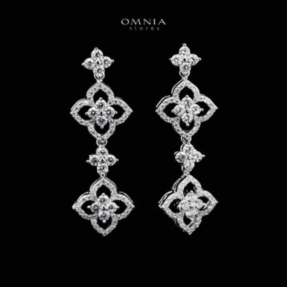 Omnia Daniah White Bridal Full Set in High Quality Zircon Stone in Rhodium Plated - Image 3