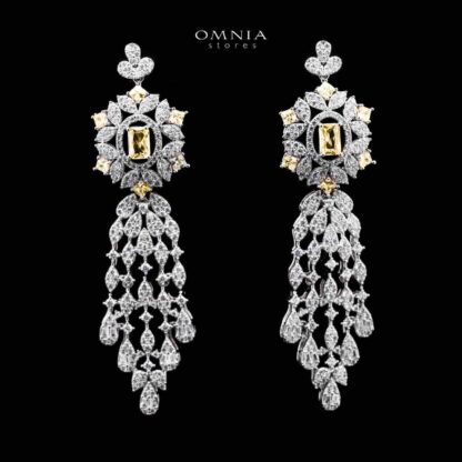 Omnia Ola Yellow Bridal Long chain Set Accessories in High Quality Zircon Stone Rhodium Plated - Image 3