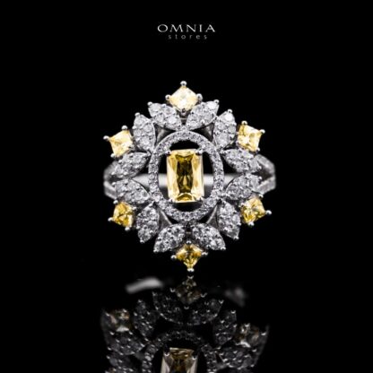 Omnia Ola Yellow Bridal Long chain Set Accessories in High Quality Zircon Stone Rhodium Plated - Image 4