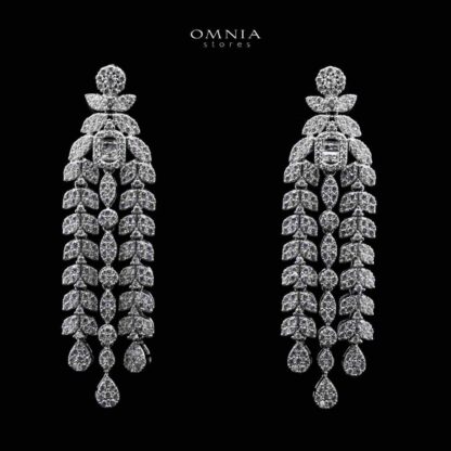 Omnia Fareeda White Bridal Full Set in High Quality Zircon Stone in Rhodium Plated - Image 4