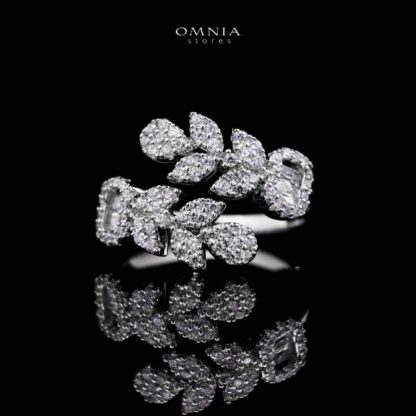 Omnia Fareeda White Bridal Full Set in High Quality Zircon Stone in Rhodium Plated - Image 3