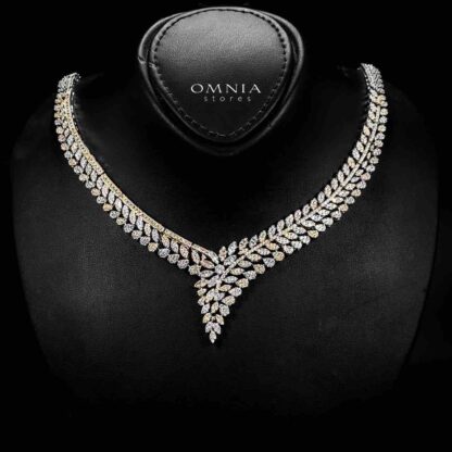 Omnia Abeera Golden Bridal Full Set in High Quality Zircon Stone Rhodium Plated - Image 2