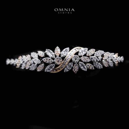 Omnia Abeera Golden Bridal Full Set in High Quality Zircon Stone Rhodium Plated - Image 5