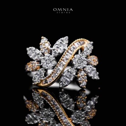 Omnia Abeera Golden Bridal Full Set in High Quality Zircon Stone Rhodium Plated - Image 3