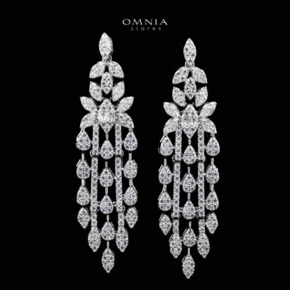 Omnia Calila White Bridal Full Set in High Quality Zircon Stone in Rhodium Plated - Image 4