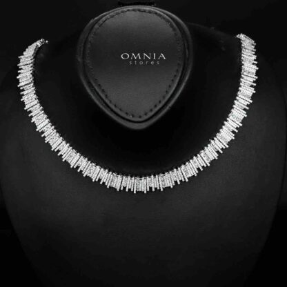 Omnia Eshaal White Bridal Full Set in High Quality Zircon Stone in Rhodium Plated - Image 2