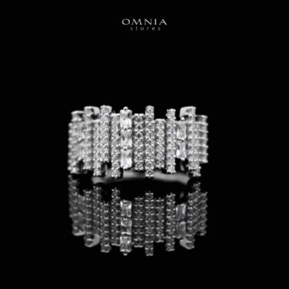 Omnia Eshaal White Bridal Full Set in High Quality Zircon Stone in Rhodium Plated - Image 3