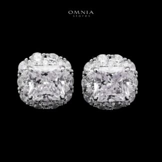 Omnia Ghita White Princess Cut Statement Ring in 925 Silver with High-Quality Simulated Diamonds