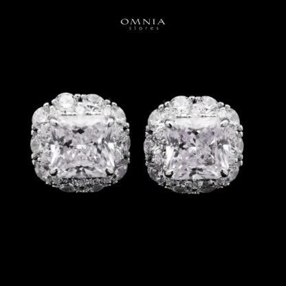 Omnia Ghita White Princess Cut Statement Ring in 925 Silver with High-Quality Simulated Diamonds