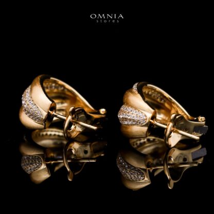 Omnia Haifaa Golden Clip Earrings in 925 Silver with High-Quality White Simulated Diamonds - Image 2