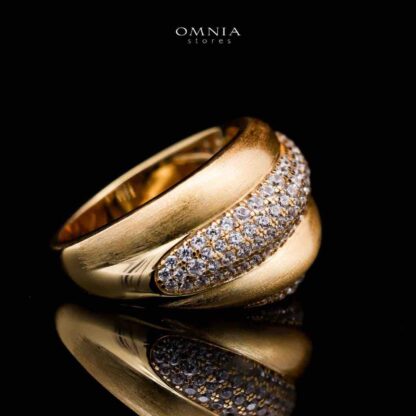 Omnia Haifaa Golden Ring in 925 Silver with High-Quality White Simulated Diamonds - Image 3