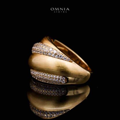 Omnia Haifaa Golden Ring in 925 Silver with High-Quality White Simulated Diamonds - Image 2