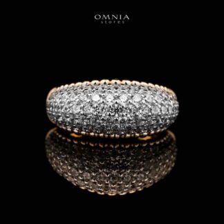 Omnia Taheera Golden Ring in 925 Silver with High-Quality White Simulated Diamonds