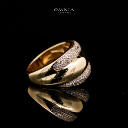 Omnia Elira Golden Ring in 925 Silver with High-Quality White Simulated Diamonds - Image 3