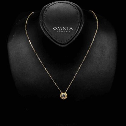 Omnia Ismah Golden Classic Necklace in 925 Silver with High-Quality White Simulated Diamonds - Image 2