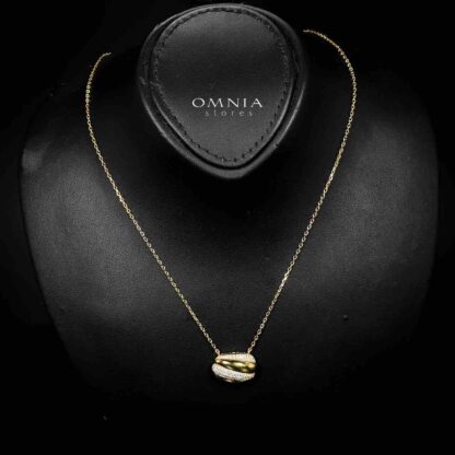 Omnia Elira Golden Necklace in 925 Silver with High-Quality White Simulated Diamonds - Image 2