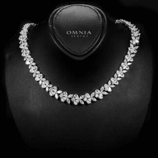 Omnia Karolina Silver Necklace 925 Silver in High Quality White Simulated Diamonds