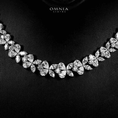 Omnia Karolina Silver Necklace 925 Silver in High Quality White Simulated Diamonds - Image 2