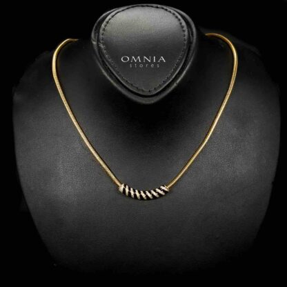 Omnia Rihab Golden Necklace in 925 Silver with High-Quality White Simulated Diamonds - Image 2