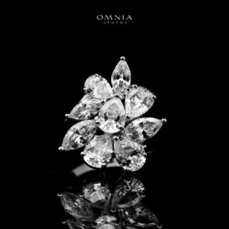 Omnia Caterina Silver Ring in 925 Silver with High-Quality White Simulated Diamonds