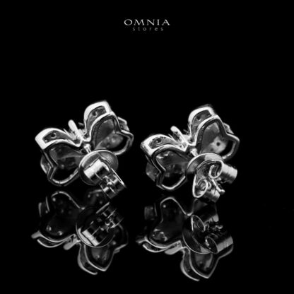 Omnia Barirah Silver Stud Earrings in 925 Silver with High-Quality White Simulated Diamonds - Image 2
