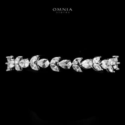 Omnia Farhah Silver Bracelet in 925 Silver with High-Quality White Simulated Diamonds